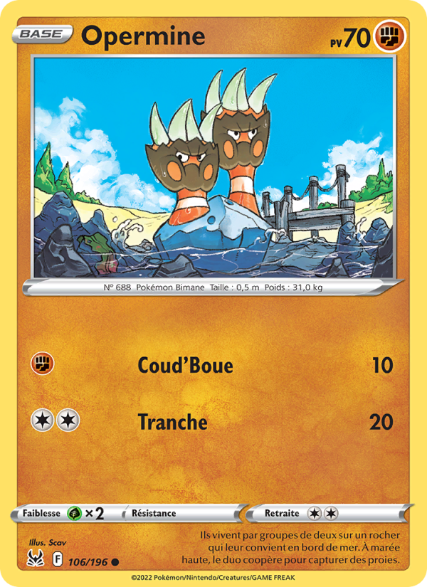 Opermine 106 — Lost Origin (French Pokémon TCG card)