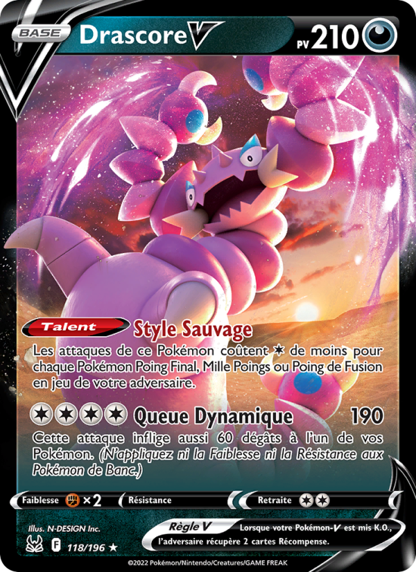Drascore V 118 — Lost Origin (French Pokémon TCG card)