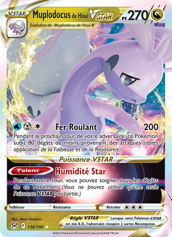 Muplodocus de Hisui VSTAR 136 — Lost Origin (French Pokémon TCG card)