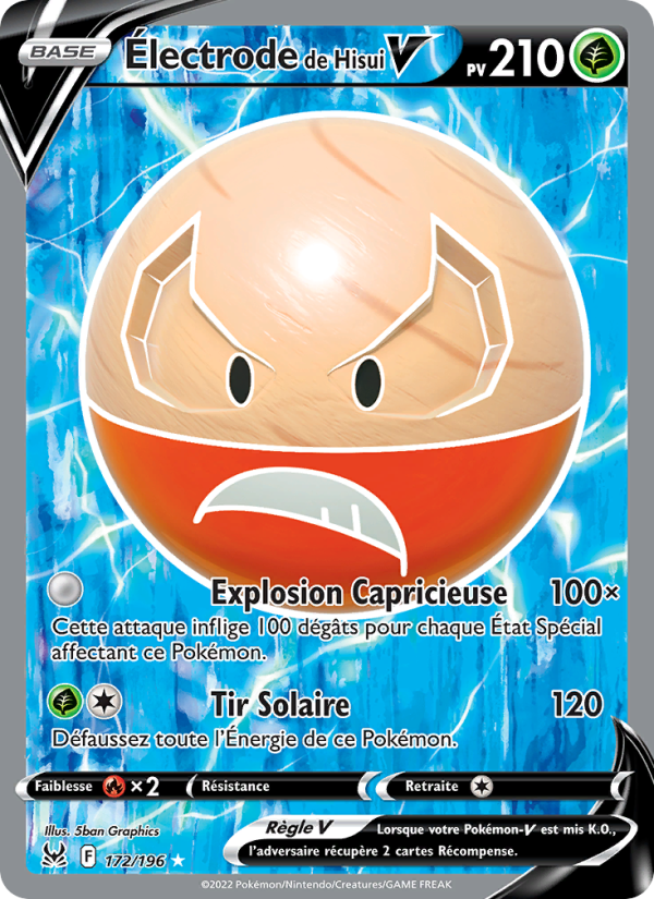 Électrode de Hisui V 172 — Lost Origin (French Pokémon TCG card)
