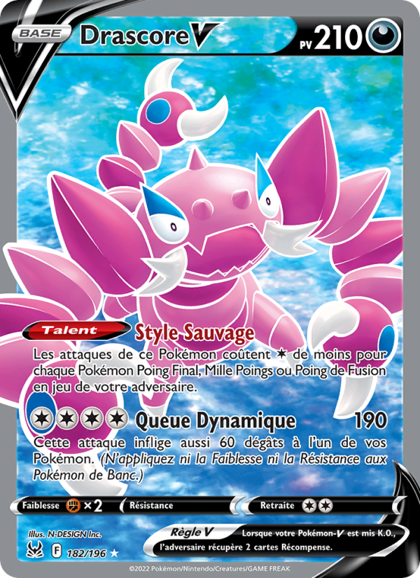 Drascore V 182 — Lost Origin (French Pokémon TCG card)