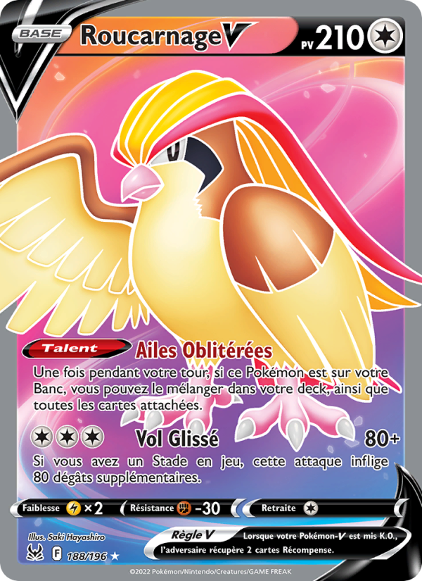 Roucarnage V 188 — Lost Origin (French Pokémon TCG card)
