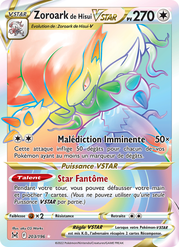 Zoroark de Hisui VSTAR 203 — Lost Origin (French Pokémon TCG card)
