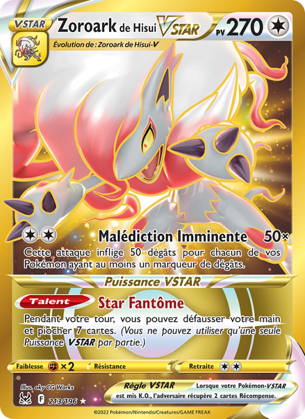 Zoroark de Hisui VSTAR 213 — Lost Origin (French Pokémon TCG card)