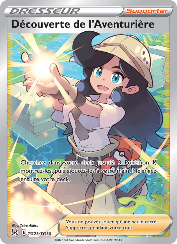 Découverte de l'Aventurière TG23 — Lost Origin (French Pokémon TCG card)