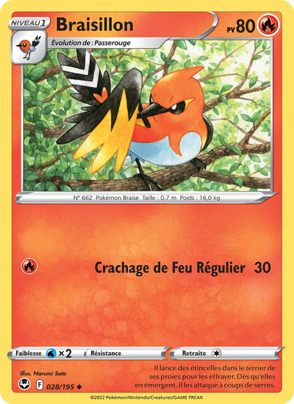 Braisillon 028 — Silver Tempest (French Pokémon TCG card)