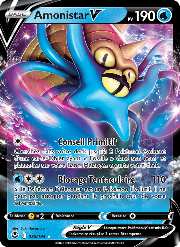 Amonistar V 035 — Silver Tempest (French Pokémon TCG card)