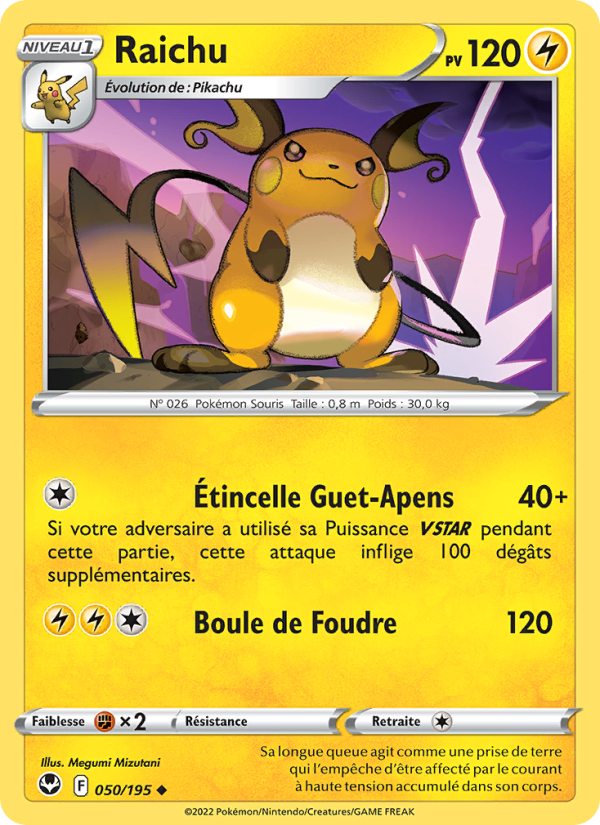 Raichu 050 — Silver Tempest (French Pokémon TCG card)