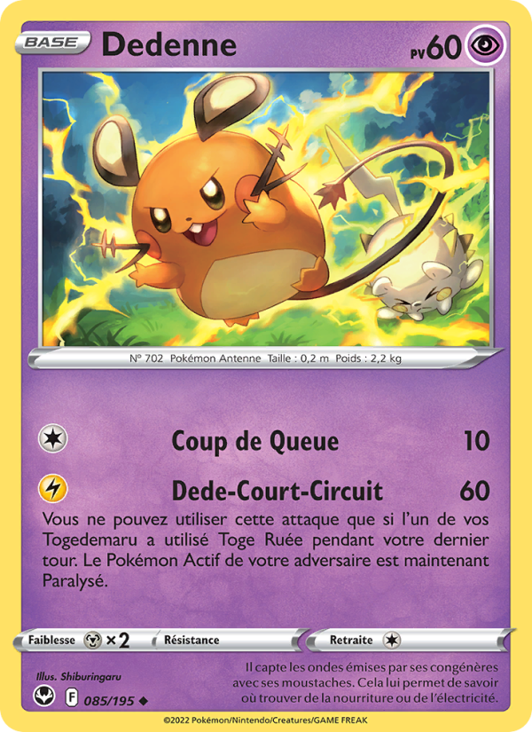 Dedenne 085 — Silver Tempest (French Pokémon TCG card)