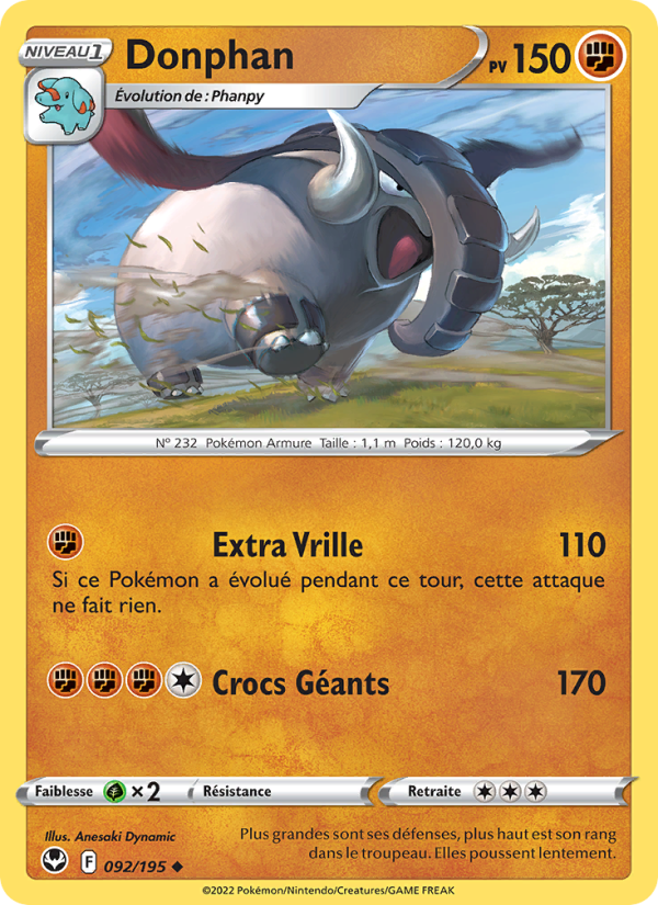 Donphan 092 — Silver Tempest (French Pokémon TCG card)