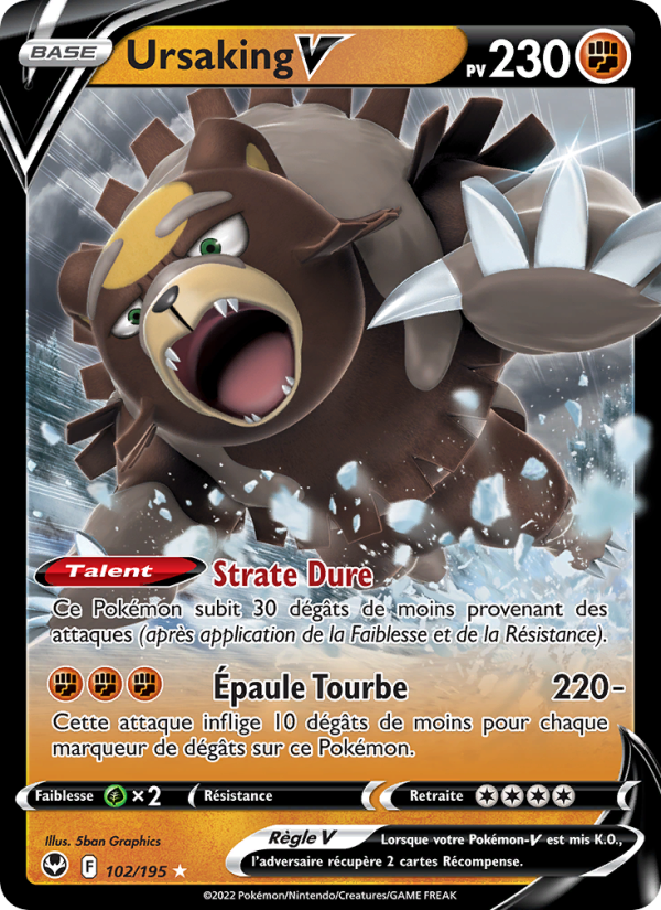 Ursaking V 102 — Silver Tempest (French Pokémon TCG card)