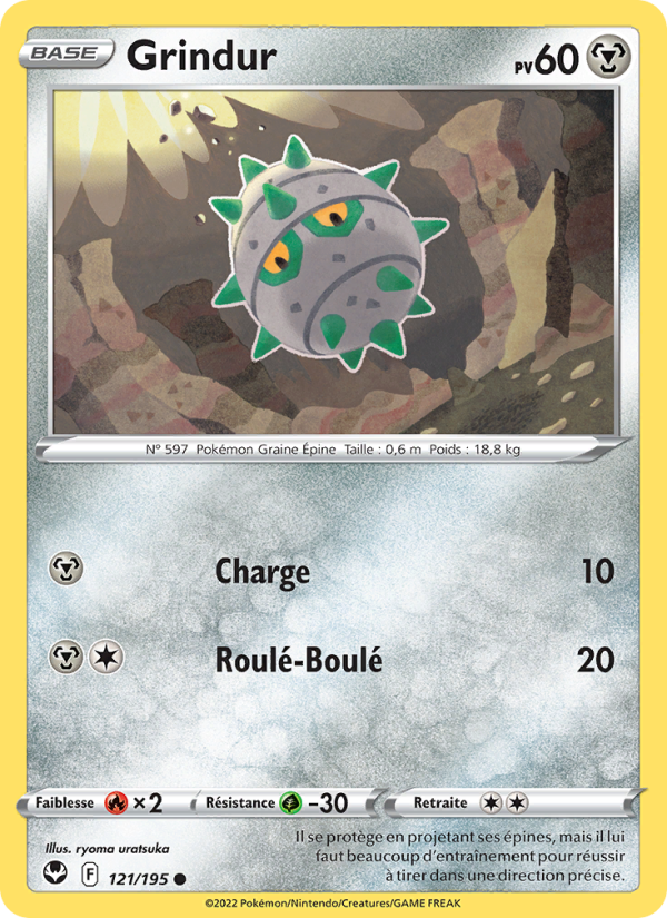 Grindur 121 — Silver Tempest (French Pokémon TCG card)