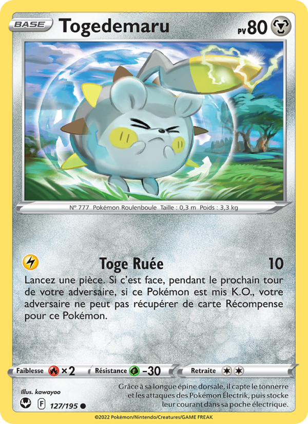 Togedemaru 127 — Silver Tempest (French Pokémon TCG card)