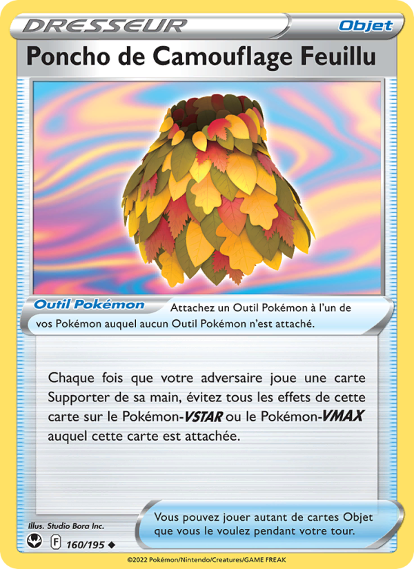 Poncho de Camouflage Feuillu 160 — Silver Tempest (French Pokémon TCG card)