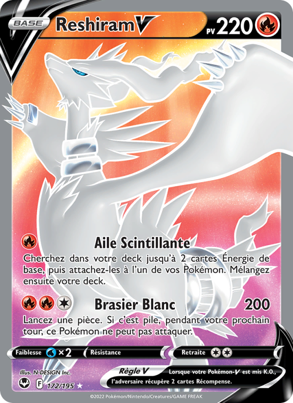 Reshiram V 172 — Silver Tempest (French Pokémon TCG card)