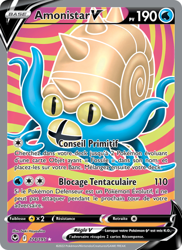 Amonistar V 174 — Silver Tempest (French Pokémon TCG card)