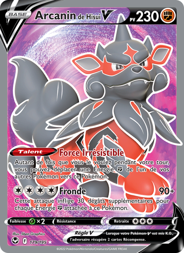 Arcanin de Hisui V 179 — Silver Tempest (French Pokémon TCG card)