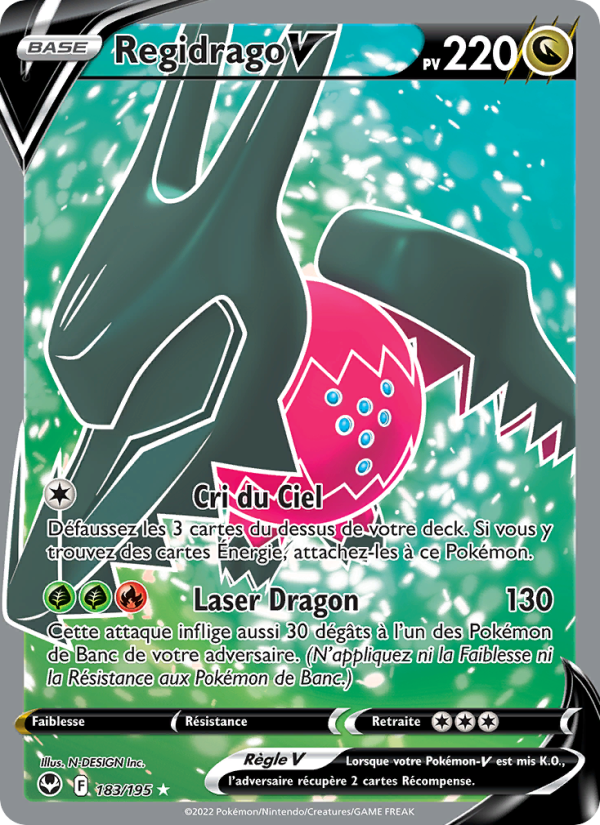 Regidrago V 183 — Silver Tempest (French Pokémon TCG card)