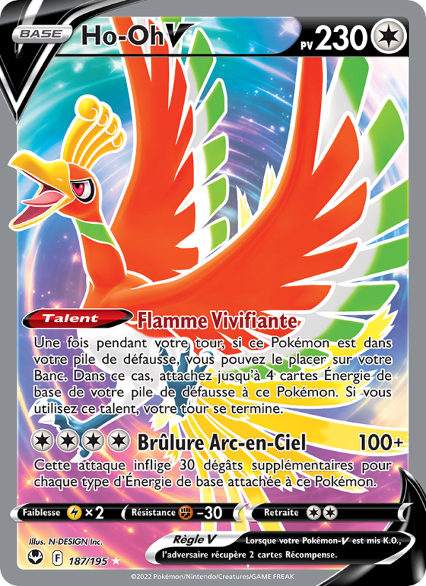 Ho-Oh V 187 — Silver Tempest (French Pokémon TCG card)