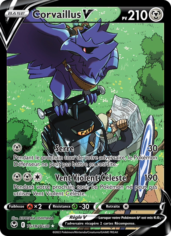 Corvaillus V TG18 — Silver Tempest (French Pokémon TCG card)