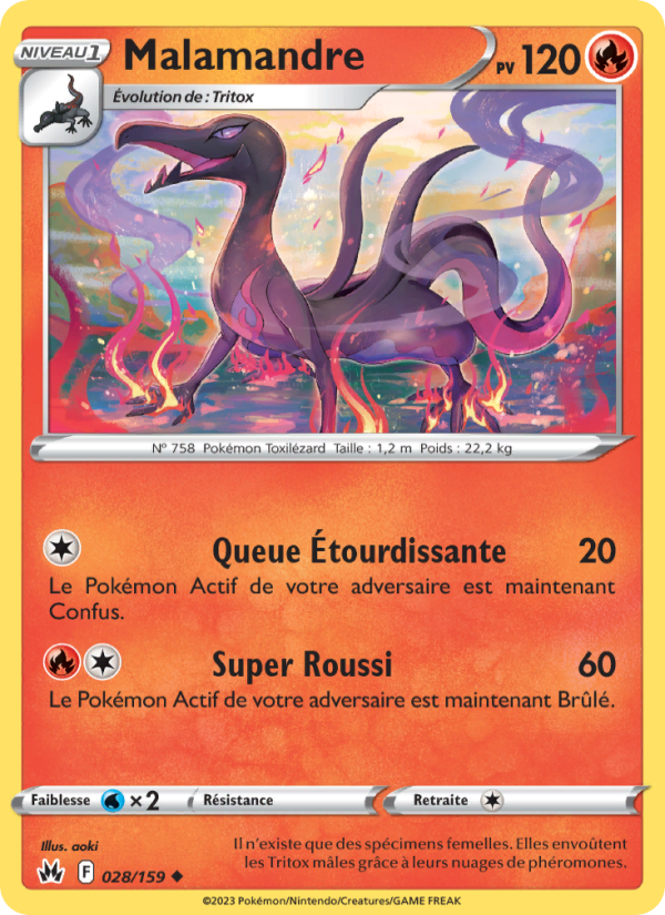 Malamandre 028 — Zenit der Könige (French Pokémon TCG card)