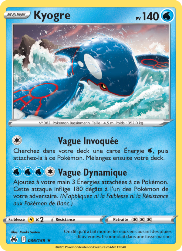 Kyogre 036 — Zenit der Könige (French Pokémon TCG card)
