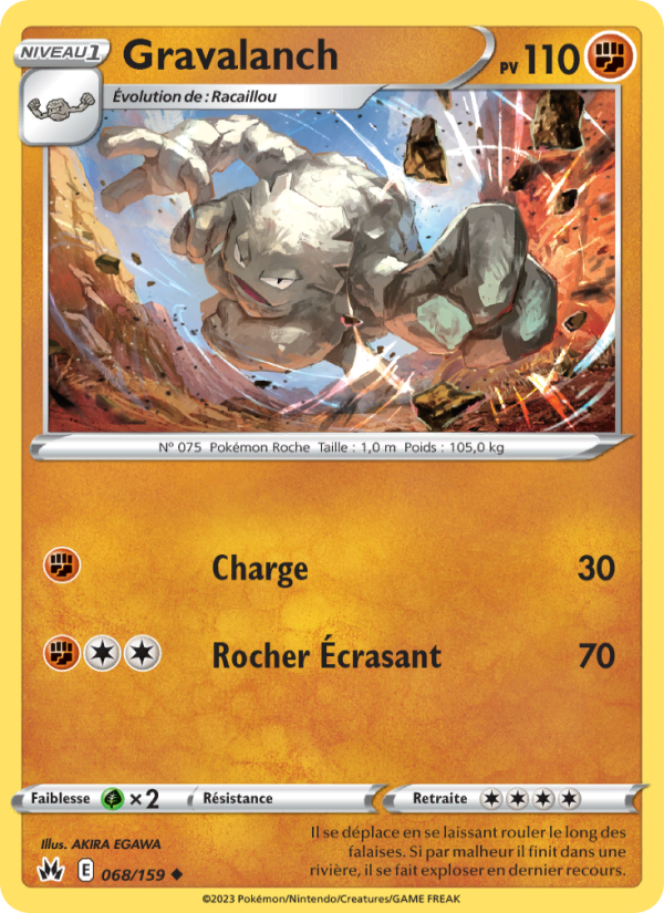 Gravalanch 068 — Zenit der Könige (French Pokémon TCG card)
