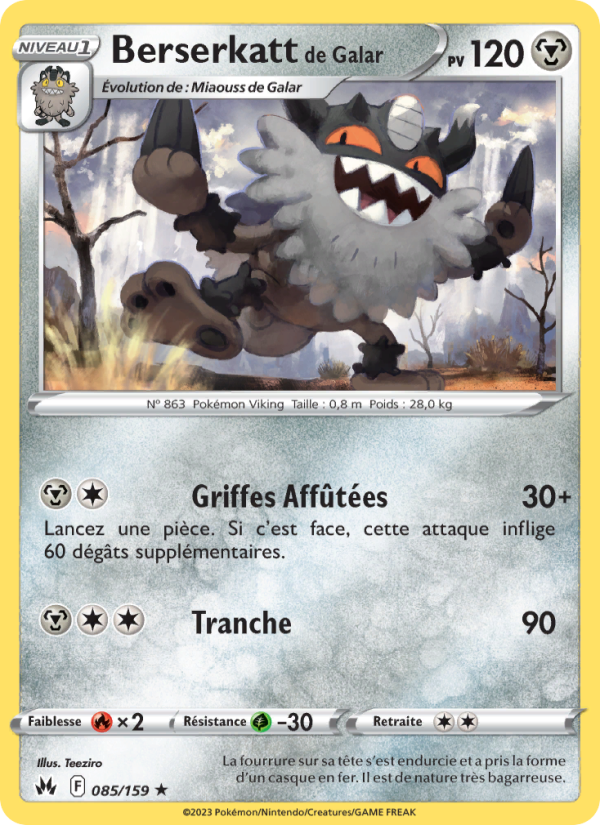 Berserkatt de Galar 085 — Zenit der Könige (French Pokémon TCG card)