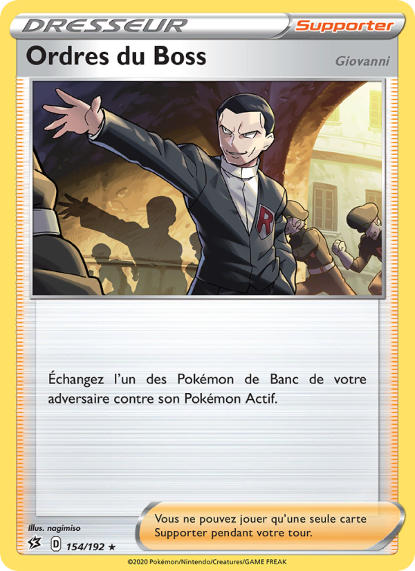 Ordres du Boss (Giovanni) 154 — Rebel Clash (French Pokémon TCG card)