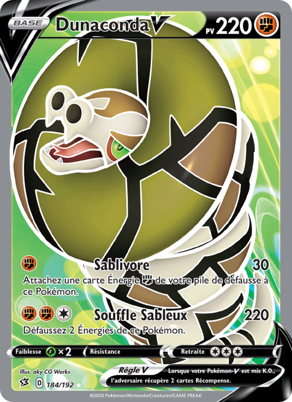 Dunaconda V 184 — Rebel Clash (French Pokémon TCG card)