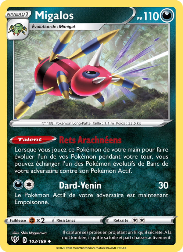 Migalos 103 — Darkness Ablaze (French Pokémon TCG card)