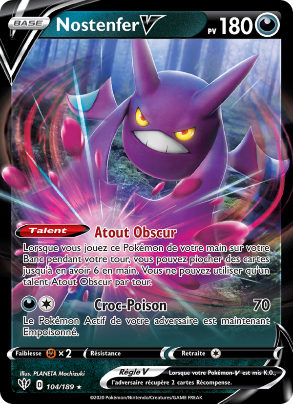 Nostenfer V 104 — Darkness Ablaze (French Pokémon TCG card)