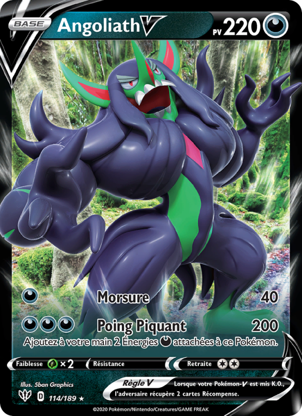 Angoliath V 114 — Darkness Ablaze (French Pokémon TCG card)