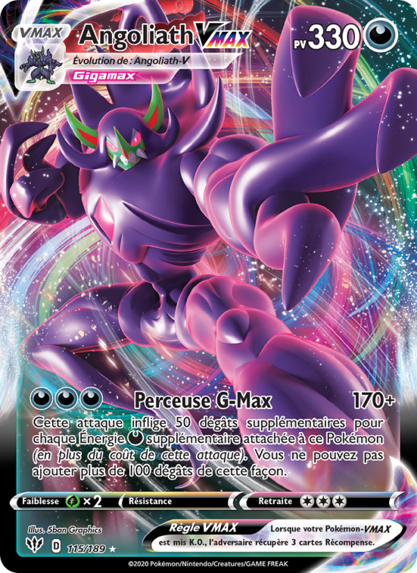 Angoliath VMAX 115 — Darkness Ablaze (French Pokémon TCG card)