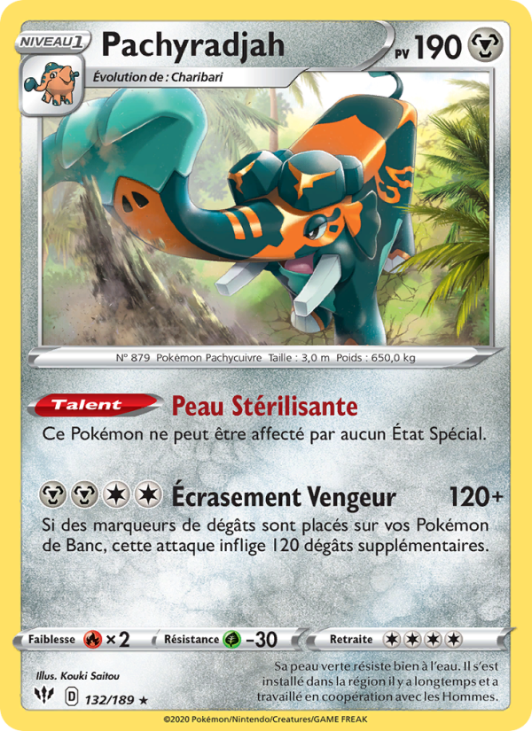 Pachyradjah 132 — Darkness Ablaze (French Pokémon TCG card)