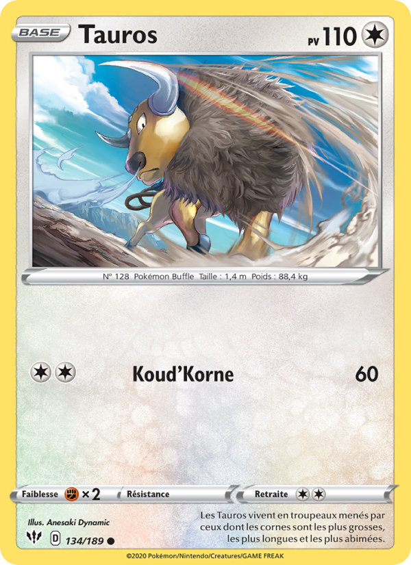 Tauros 134 — Darkness Ablaze (French Pokémon TCG card)