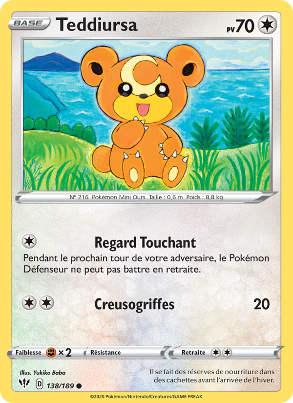 Teddiursa 138 — Darkness Ablaze (French Pokémon TCG card)