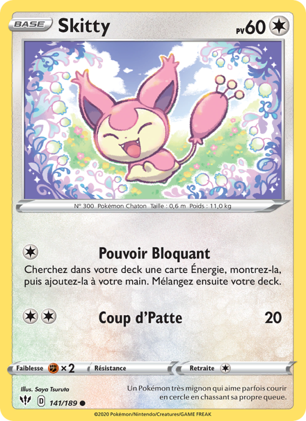 Skitty 141 — Darkness Ablaze (French Pokémon TCG card)