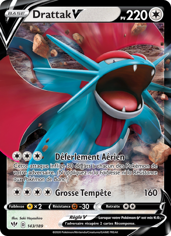 Drattak V 143 — Darkness Ablaze (French Pokémon TCG card)