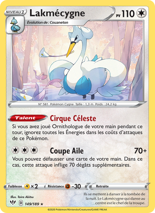 Lakmécygne 149 — Darkness Ablaze (French Pokémon TCG card)