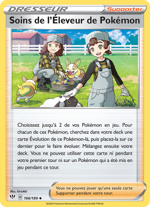 Soins de l'Éleveur de Pokémon 166 — Darkness Ablaze (French Pokémon TCG card)