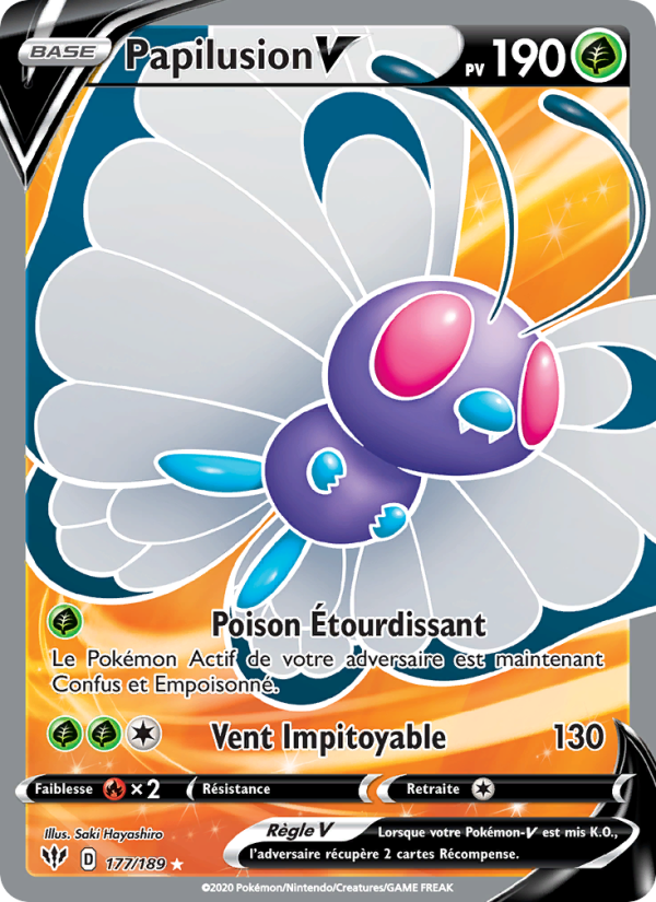 Papilusion V 177 — Darkness Ablaze (French Pokémon TCG card)