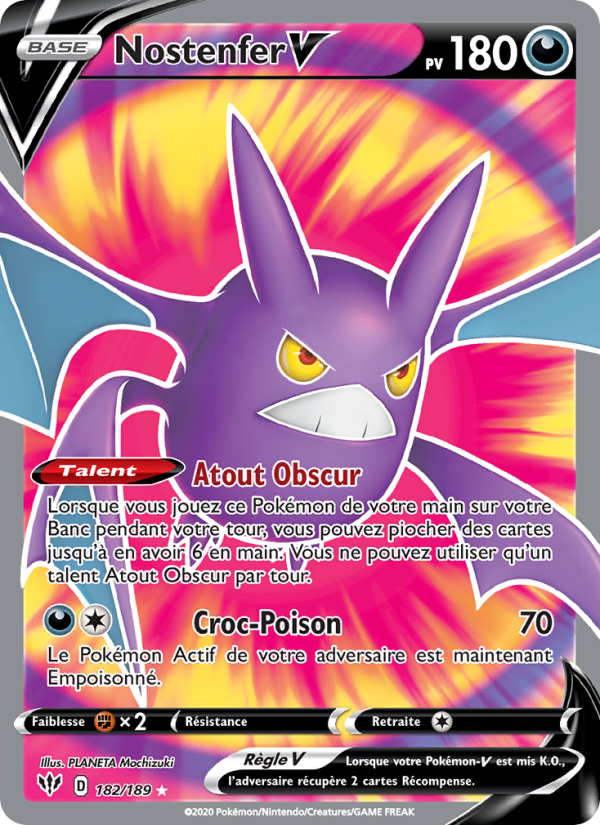 Nostenfer V 182 — Darkness Ablaze (French Pokémon TCG card)