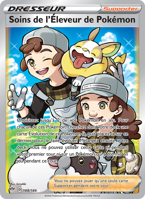 Soins de l'Éleveur de Pokémon 188 — Darkness Ablaze (French Pokémon TCG card)