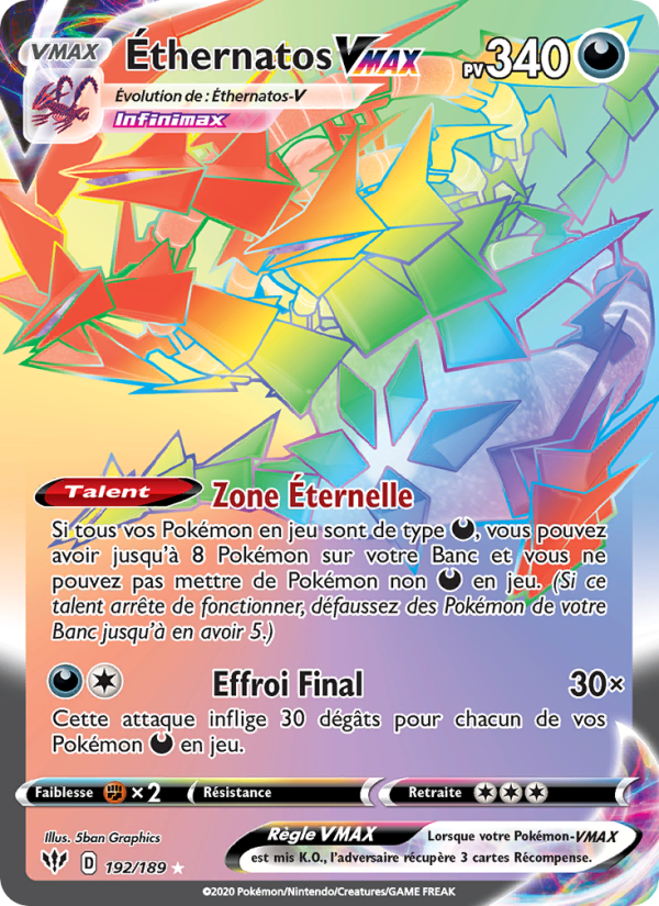 Éthernatos VMAX 192 — Darkness Ablaze (French Pokémon TCG card)