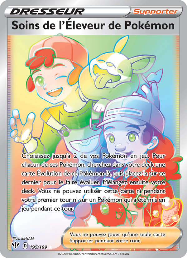 Soins de l'Éleveur de Pokémon 195 — Darkness Ablaze (French Pokémon TCG card)