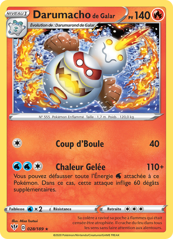 Darumacho de Galar 28 — Darkness Ablaze (French Pokémon TCG card)