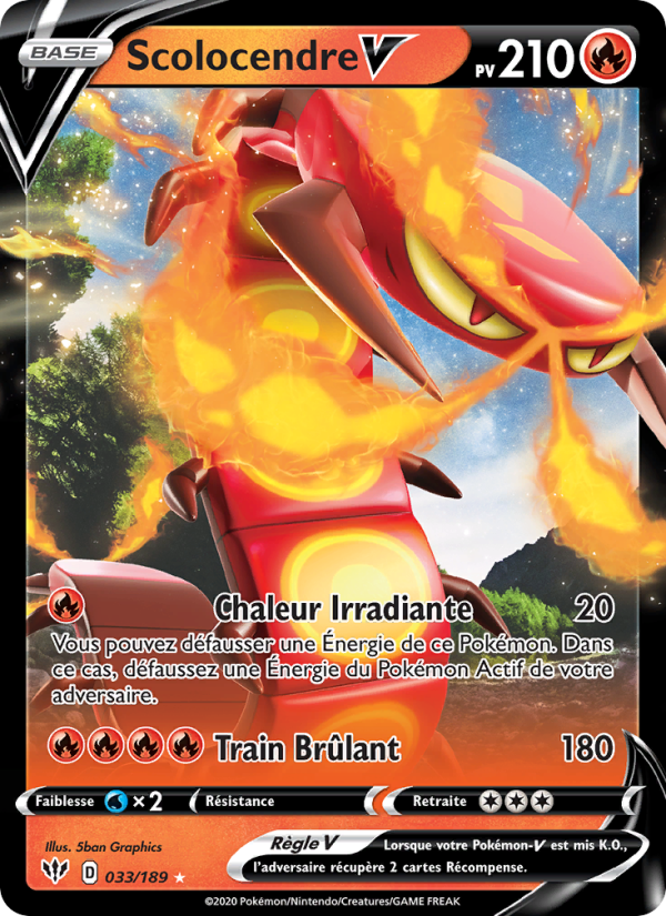 Scolocendre V 33 — Darkness Ablaze (French Pokémon TCG card)