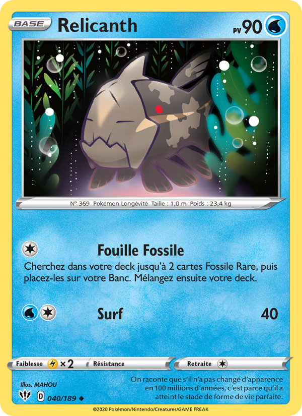 Relicanth 40 — Darkness Ablaze (French Pokémon TCG card)