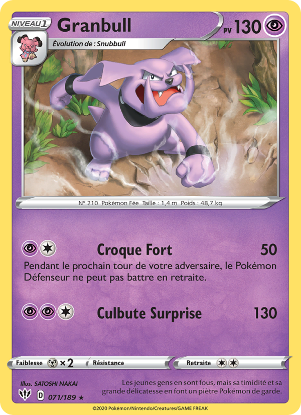 Granbull 71 — Darkness Ablaze (French Pokémon TCG card)